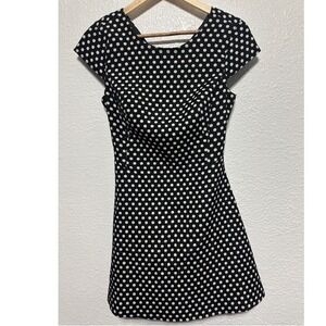 Zara Basic Black White Polka Dot Cap Sleeve Fit & Flare Dress